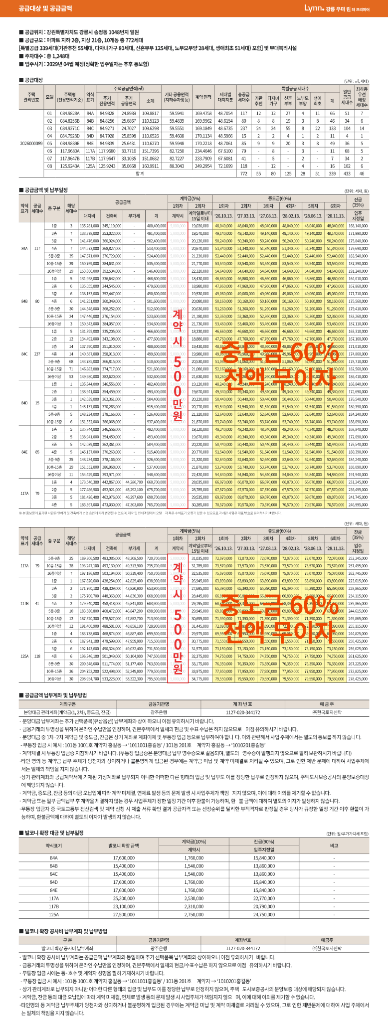 공급대상 및 공급가격